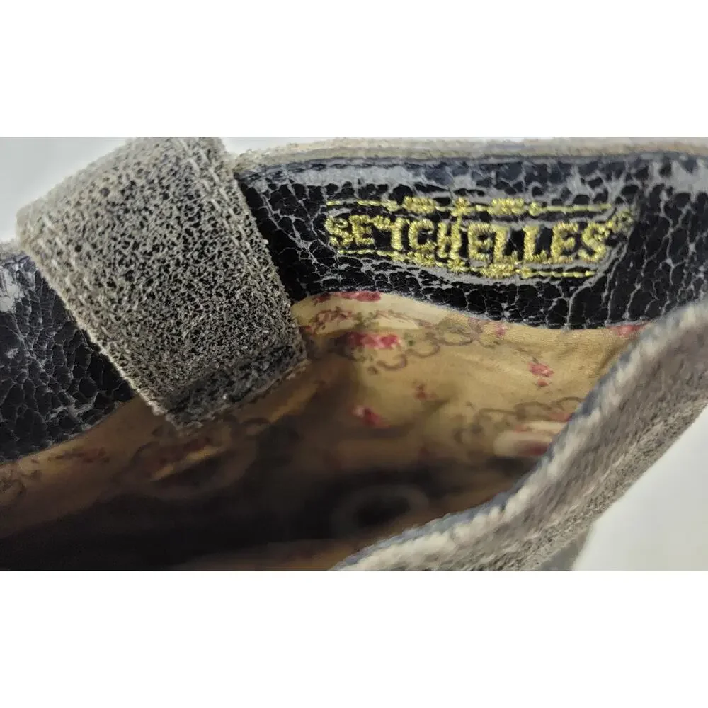 Seychelles Anthropologie Embroidered Western Boots Gray Nubuck Size 6.5